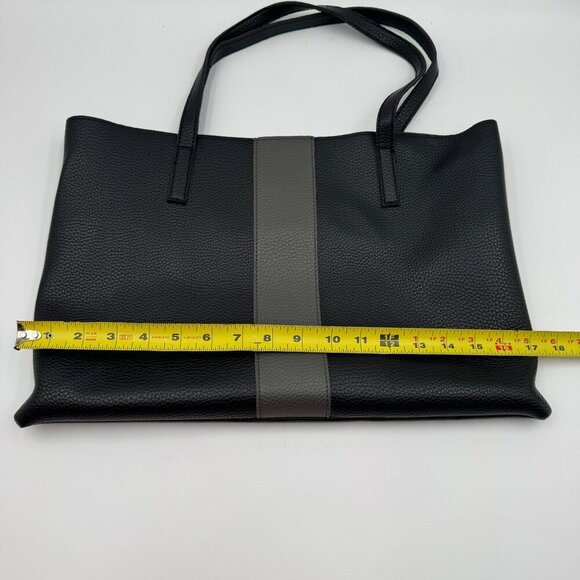 Vince Camuto Black & Gray Pebbled Leather Tote Bag With Dual Handles - Picture 5 of 7